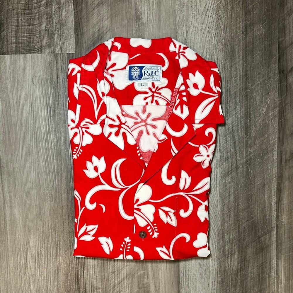 RJC Robert J. Clancey Hawaiian Floral Short Sleeve Button Down - Large